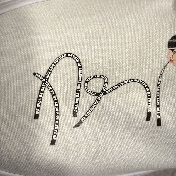 Custom vans white sneaker with cool design on top women’s size 8.5 NWOT - Picture 13 of 13